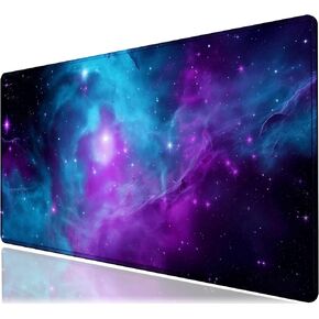 Blue Galaxy Purple Nebula Universe Space Mouse pad,Large Extended Gaming Mouse Pad with Stitched Edges,Non-Slip Natural Rubber Base,Waterproof Computer Mouse Pad Keyboard Mat for Esports Pros/Gamer