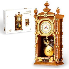 Retro Swing Clock Building Blocks Set, Vintage Pendulum Clock with Functional Clock Mechanism Model Kit, Creative Gift Toys for Adults Kids 8+ (751 Pieces)