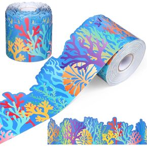 Zonon 65 Feet Seas The Day Coral Reef Classroom Bulletin Board Border Ocean Colorful Classroom Decor Borders Rolled Under The Sea Border Trim Paper Borders for Back to School Wall Chalkboard Decor