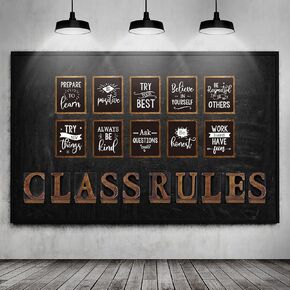 Clabby 20 PCS Classroom Bulletin Board Poard Rules Class Rules Freft Profession Quotation Poster Poster Set Class Inspirations Rustic Decoration (7.1 × 8.7 Inch ، 5.1 × 7.1 بوصة ، نمط بسيط)