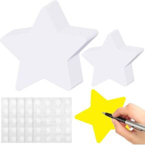Harloon 100 Pcs Paper Cutout Coloring Craft Kit White Color Your Own Star Card for Kid DIY Star Classroom Bulletin Board Cutout Decoration with 100 Glue Point School Classroom Party