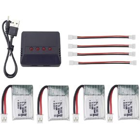 sea jump Accessories 4PCS 3.7V 220mah Li Battery+4in1 Balance Charger for E010 E010C E011 E011C E013 GoolRC T36 NINHUI NH010 F36 H36 HS210 SANROCK GD65A ATOYX AT-66 Four-axis Aircraft RC Drone Battery