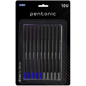 Pentonic Linc Ball Point Pen Blister Pack | Smooth Writing | 0.7 mm | Combo 5 Black Ink & 5 Blue Ink | Black Body, Pack of 10 (LNPTPCS10BP)