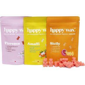 Happy Wax Italian Mix Soy Wax Melts - Includes: Sicily, Florence, Amalfi. - Over 150 Hours Burn Time (6 Oz Total)