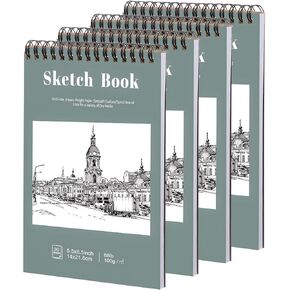 12 Pack Sketch Book, 8.5 x 11Inch Sketchbook, 68lb/100gsm Top Spiral Bound Sketch Pad, Acid Free Art Supplies Drawing Painting Sketching Paper for Artists, Ideal for Gift (30 Sheets Each)