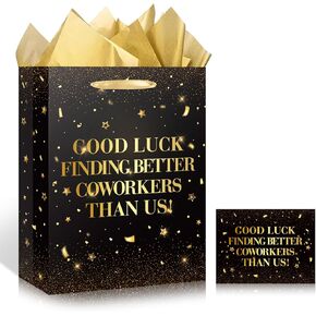 Farewell Going Away Party Decorations,Good Luck Finding Better Coworkers Than Us Gift Bags with Wrapping Paper Card for We Will Miss You,Goodbye,Retirement,Coworker Leaving Party Supplies Decor Gifts