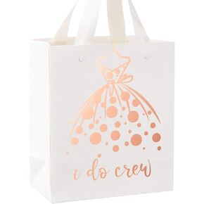 Crisky Bridesmaid Bride Tribe Gift Bag Rose Gold for Bachelorette Hen Party, Bridal Shower, Team Bride, Set of 12, 4" x 8" x 9"