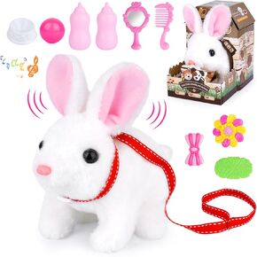 Bunby - My Realistic Bunny Toy, Interactive Electronic Pet Plush Rabbit Toy with Sounds, Walk and Bark, Wiggle Ears, Twitch Nose, Realistic Bunny Toys for Kids Birthday Gift