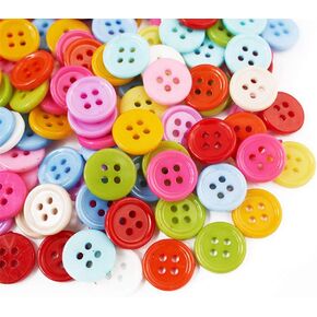 Buttons Plastic Buttons Assorted Crafts Resin Buttons Snaps 200 Pcs Size 1/2 Inch for Arts & Crafts Decoration Collections Sewing Craft Buttons Favorite Findings Basic Buttons (Two Holes)