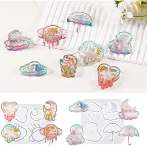 2 PCS Resin Shaker Mold Moon Cloud Heart Quicksand Resin Shaker Molds Shaker Silicone Molds for Epoxy Resin Keychain Quicksand Silicone Mold for DIY Charm Pedant Craft (Shaker Mold)