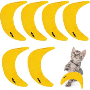 6 Pack Catnip Toys Yellow Banana Cat Chew Catnip Toys Banana Cat Pillow Toys Kitten Interactive Toys Banana Stuffed Catnip for Kitten Cats Indoor Chew Bites Scrub Claws Toys