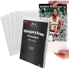 BCW Magazine Premade Non-Resealable Bags and Boards | Standard Size 8 ¾" x 11⅛" | Pre-Loaded Boards in Magazine Sleeve Protectors | Ideal for Packaging and Protecting Magazines (50, Non-Resealable)
