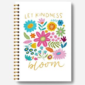 Boho Floral Notebook, Inspirational Journal for Women, Kindness Gifts, Mental Health Gifts, Motivational Self Love Gifts for Women, Let Kindness Bloom Floral Spiral Notebook 5.5x8.3 Inch