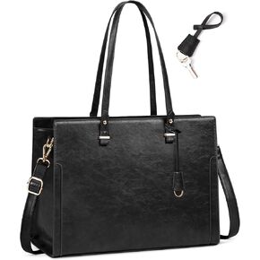 RAINSMORE Laptop Bag for Women 15.6 Inch Vintage Leather Professional Work Tote Bag Waterproof Computer Bag Shoulder Bag for Business Office