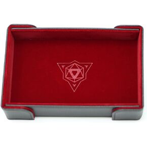 PU Leather Magnetic Folding Portable Dice Tray and Dice Mat for DND and Roleplaying Games - Perfectly Sized for Portability - Gray