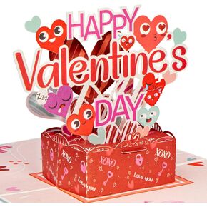 Paper Love Happy Valentines Day Card, 3D Handcrafted Pop Up Valentine's Cards - 100% Recycled and Eco-Friendly, 5" x 7" Cover - Includes Envelope and Note Tag, Frndly