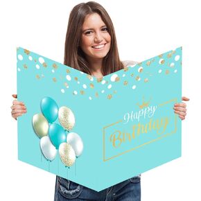 Jumbo Birthday Card, 22 x 14 Inch Extra Large Greeting Card with Envelope for Her, Happy Birthday Giant Guest Book, Oversize Birthday Party Signs Decorations Supplies for Women Girls Wife Mother