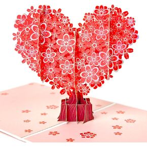 3D POPPENT CARD ، بطاقة زفاف Cherry Blossom (ملاحظة فارغة ومغلف) ، هدية حب رومانسية للزوجة ، الزوج ، أولياء الأمور - بطاقات المعايدة المتميزة للذكرى السنوية ، الزفاف ، عيد ميلاد