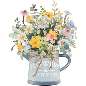 AACORS Paper Pop Up Cards,Floral Eucalyptus Vase 13 Inch Paper Flower Bouquet Greeting Cards with Blank Note Card and Envelope,Spring Cards,Birthday Gifts for Women Kids APUC01