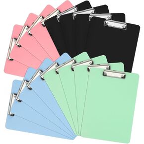 16 Pack Plastic Clipboards Multiple Colors Clip Boards with Low Profile Metal Clip, Hanging Clipboard, Standard A4 Letter Size for Students, Teachers, Doctors, Nurses, Office Clerks