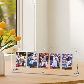 16" Acrylic 5-Card Display Frame – For Trading Cards, PSA Graded Cards, Sports Cards, Baseball Cards, Mini Pictures, Photos, and Stickers (within 3.6"x2.6") – Ideal for Home, Office, and Gifts