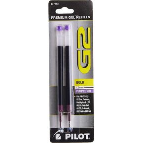 Pilot, G2 Gel Ink Refills, Bold Point 1 MM, Purple, Pack of 2