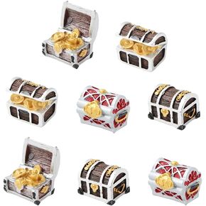 8Pcs Golden Coin Treasure Chest Moss Micro Landscape Pirate Gold Adventure Gift Aquarium Mini Resin Cartoon Mediterranean Seabed Decoration