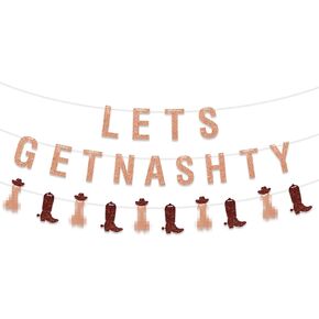 Nashville Bachelorette Party Decorations, Funny Lets Get Nashty Bachelorette Banner, Rose Gold Nashville Party Supplies
