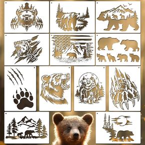 10 Pieces Deer Wood Burnig Stencils for Painting Animal Forest Mountain Tree Deer Head Stencils on Wood Wall Canvas Crafts (Style:Deer)