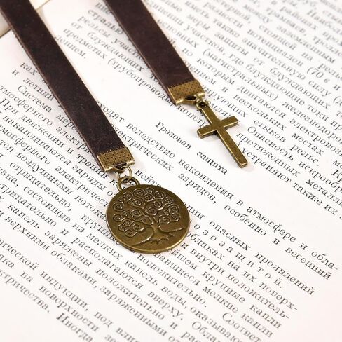Bookmarks, Handmade Retro Cross Virgin Mary Bookmark with Long Leather Straps, Christian Saint Book Mark, Ideal Catholic Gift (Style 8) in Saudi Arabia