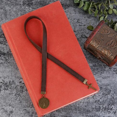 Bookmarks, Handmade Retro Cross Virgin Mary Bookmark with Long Leather Straps, Christian Saint Book Mark, Ideal Catholic Gift (Style 8) in Saudi Arabia