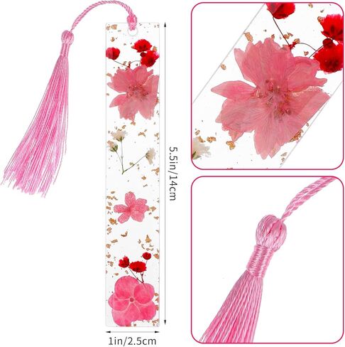 2 PCS راتنج مرجعية للزهور المجفف للقراءة للنساء ، وإشارات الزهور المجففة مع الشرابات ، وملحقات الكتب لعشاق القراءة ، وهدية لدودة الكتب ، والقراء ، والأدبيين ، والطلاب ، والمعلمين in Kuwait