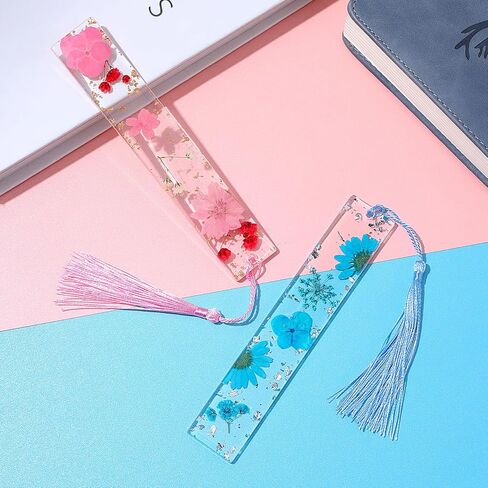 2 PCS راتنج مرجعية للزهور المجفف للقراءة للنساء ، وإشارات الزهور المجففة مع الشرابات ، وملحقات الكتب لعشاق القراءة ، وهدية لدودة الكتب ، والقراء ، والأدبيين ، والطلاب ، والمعلمين in Kuwait