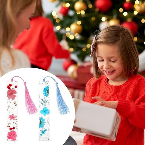 2 PCS راتنج مرجعية للزهور المجفف للقراءة للنساء ، وإشارات الزهور المجففة مع الشرابات ، وملحقات الكتب لعشاق القراءة ، وهدية لدودة الكتب ، والقراء ، والأدبيين ، والطلاب ، والمعلمين in Kuwait