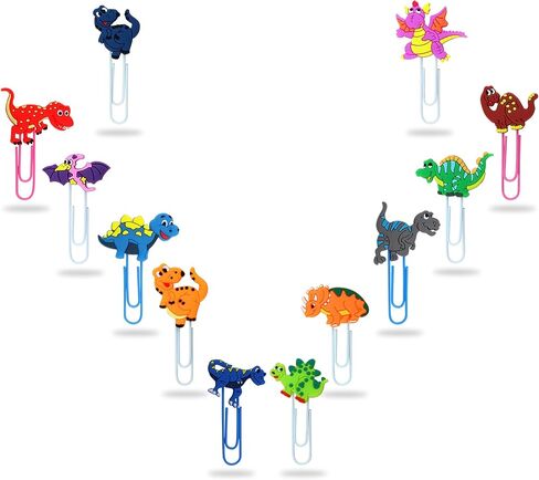 Cute Bookmark, 12 Pcs Unique Lovely Animal Paper Clips Bookmarks for Students Reading Office (Dinosaurs) in Kuwait