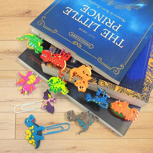 Cute Bookmark, 12 Pcs Unique Lovely Animal Paper Clips Bookmarks for Students Reading Office (Dinosaurs) in Kuwait