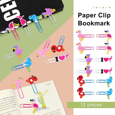Cute Bookmark, 12 Pcs Unique Lovely Animal Paper Clips Bookmarks for Students Reading Office (Dinosaurs) in Kuwait