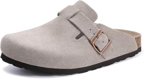 Asgard Suede Clogs Mules Potato Shoes with Comfort Cork Footbed Taupe 36 in Saudi Arabia