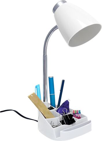 Simple Designs LD1067-BLU Compartmental Desk Lamp with iPhone/iPad/Tablet Stand, Bendable Gooseneck, for Office, Living Room, Nightstand, Library, Entryway, Blue in Kuwait