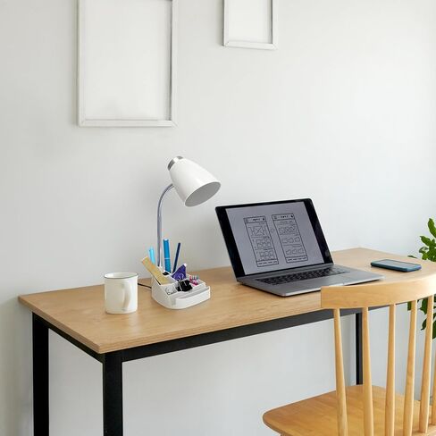 Simple Designs LD1067-BLU Compartmental Desk Lamp with iPhone/iPad/Tablet Stand, Bendable Gooseneck, for Office, Living Room, Nightstand, Library, Entryway, Blue in Kuwait