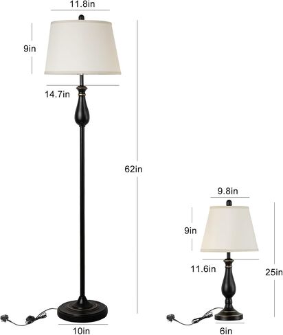 Depuley Table and Floor Lamp Set من 3 ، 3 حزمة مصباح مجموعة مع شهدة بيضاء بيضاء ، مجموعات ضوء المزرعة ، مصابيح الطاولة الحديثة ومصباح الأرضية لغرفة المعيش in Saudi Arabia