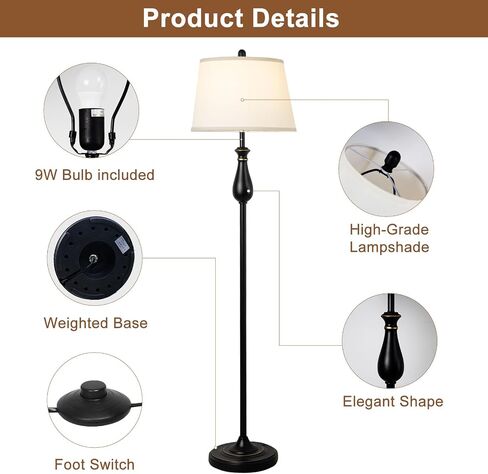 Depuley Table and Floor Lamp Set من 3 ، 3 حزمة مصباح مجموعة مع شهدة بيضاء بيضاء ، مجموعات ضوء المزرعة ، مصابيح الطاولة الحديثة ومصباح الأرضية لغرفة المعيش in Saudi Arabia