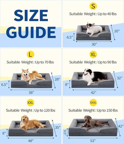 Made4pet Dog Bed Orthopedic, Dog Sofa for Small Dogs Supportive Foam Pet Cushions Bed with Washable Removable Cover, Egg-Crate Foam, Waterproof Lining Bottom, Grey, 30 * 20 * 6.5 Inch in Saudi Arabia