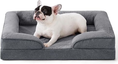 Made4pet Dog Bed Orthopedic, Dog Sofa for Small Dogs Supportive Foam Pet Cushions Bed with Washable Removable Cover, Egg-Crate Foam, Waterproof Lining Bottom, Grey, 30 * 20 * 6.5 Inch in Saudi Arabia