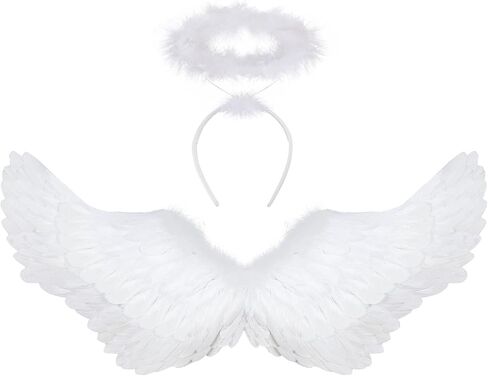 Sunboom أجنحة الملاك الكبار أجنحة بيضاء أجنحة الملاك الأسود أجنحة ريشة للأطفال الفتيات زي أجنحة الملاك النساء in Kuwait