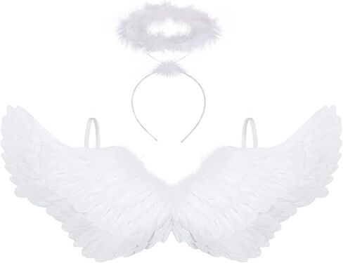 Sunboom أجنحة الملاك الكبار أجنحة بيضاء أجنحة الملاك الأسود أجنحة ريشة للأطفال الفتيات زي أجنحة الملاك النساء in Kuwait