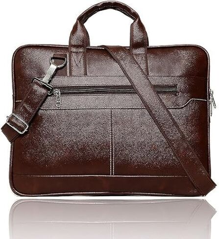 Leather Waterproof Vintage Briefcase Laptop Messenger Bag for Men with Adjustable Strap for Office, College, Work in Saudi Arabia