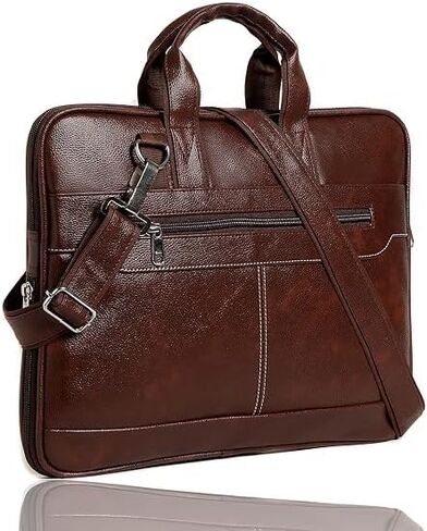 Leather Waterproof Vintage Briefcase Laptop Messenger Bag for Men with Adjustable Strap for Office, College, Work in Saudi Arabia