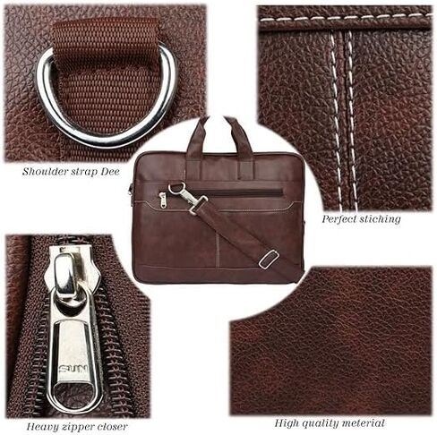 Leather Waterproof Vintage Briefcase Laptop Messenger Bag for Men with Adjustable Strap for Office, College, Work in Saudi Arabia