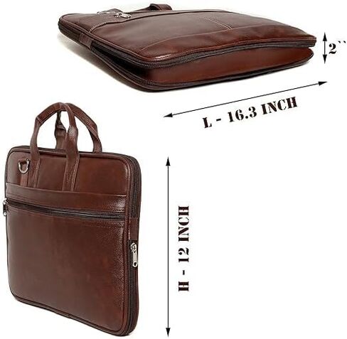 Leather Waterproof Vintage Briefcase Laptop Messenger Bag for Men with Adjustable Strap for Office, College, Work in Saudi Arabia